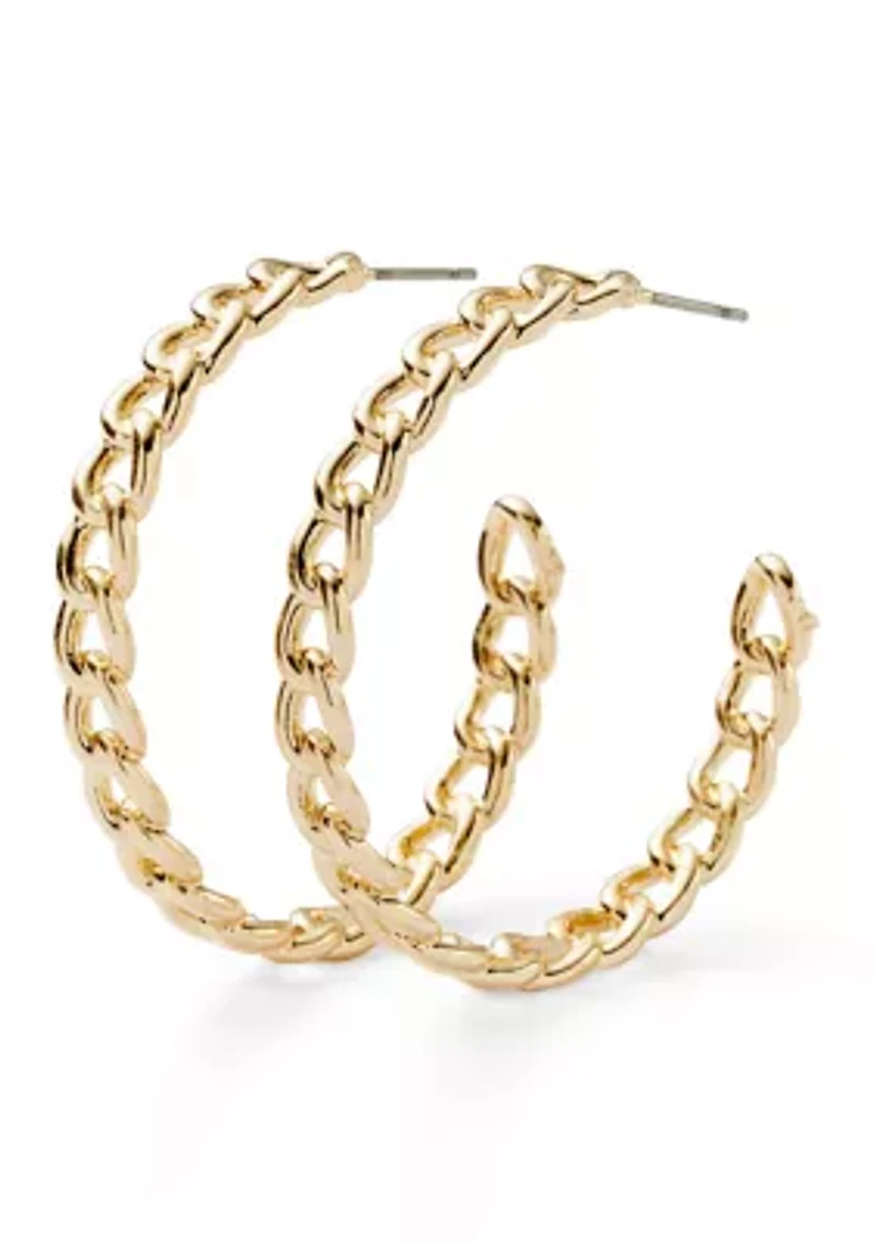 Station Chain Gold Tone Hoop