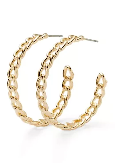 Station Chain Gold Tone Hoop