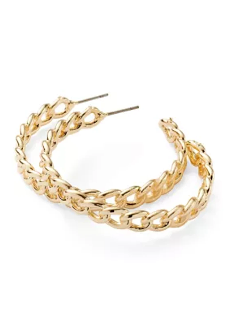 Station Chain Gold Tone Hoop