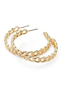 Station Chain Gold Tone Hoop
