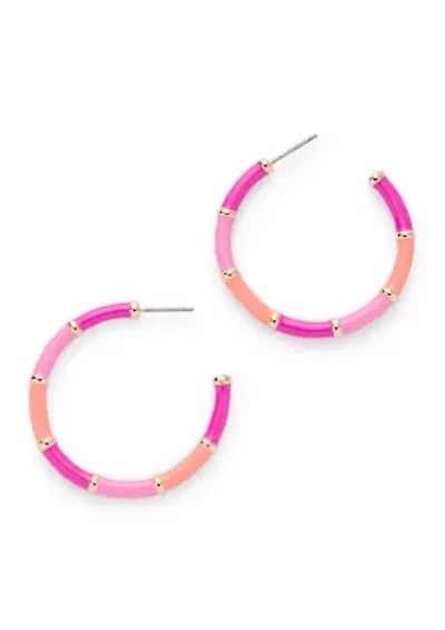 Enamel Hoop Earrings 