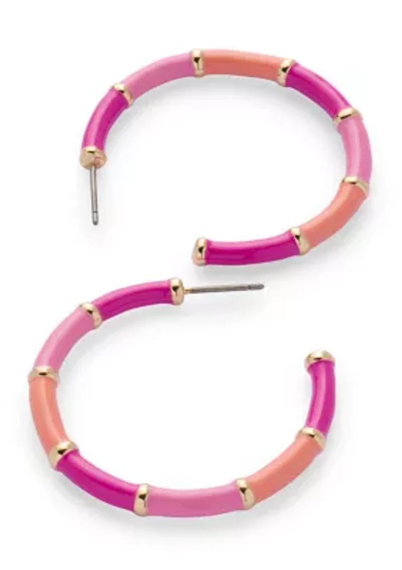 Enamel Hoop Earrings 
