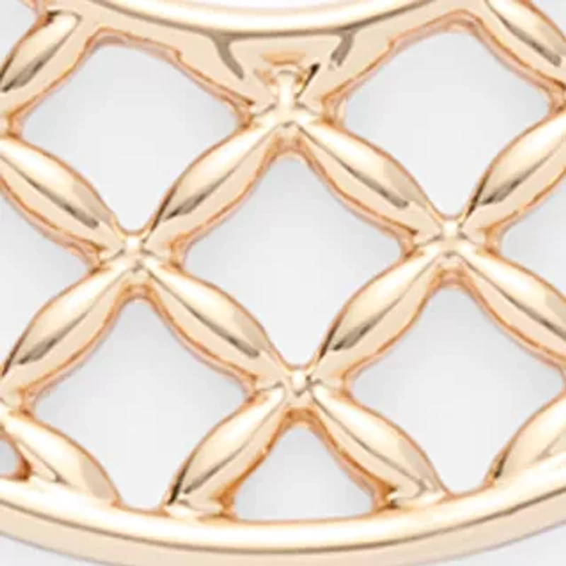 Lattice Gold Tone Click Hoop Earrings 