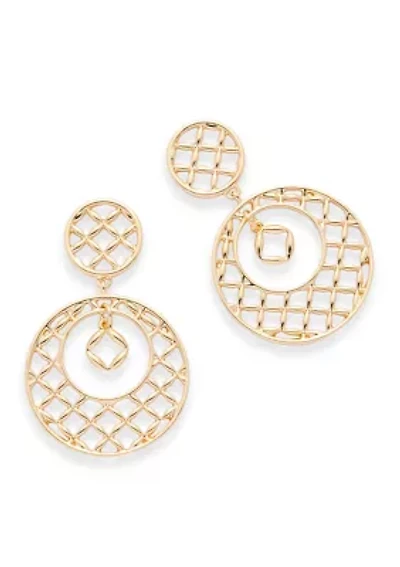 Lattice Charm Gold Tone Earrings 