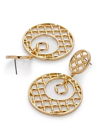 Lattice Charm Gold Tone Earrings 