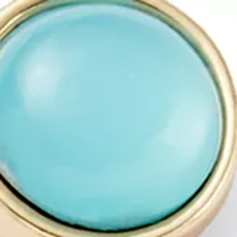 Blue Stone Cabochon Orbital Gold Tone Earrings