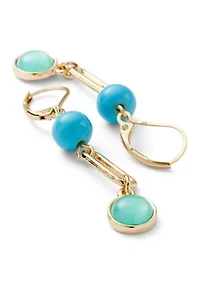 Blue Bead Link Drop Earrings 