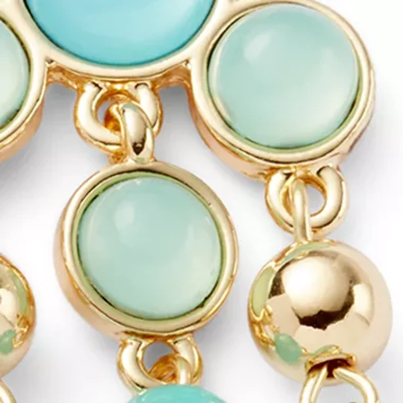 Blue Cab and Bead Chandelier Earrings