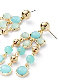 Blue Cab and Bead Chandelier Earrings