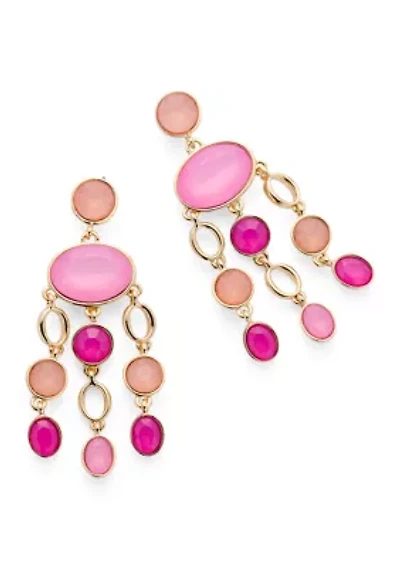 Multi Stone Gold Tone Chandelier Earrings 