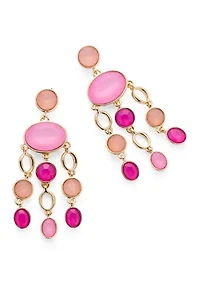 Multi Stone Gold Tone Chandelier Earrings 