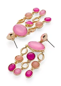 Multi Stone Gold Tone Chandelier Earrings 