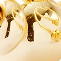 Beaded Double Row Gold Tone Hoop Earrings 
