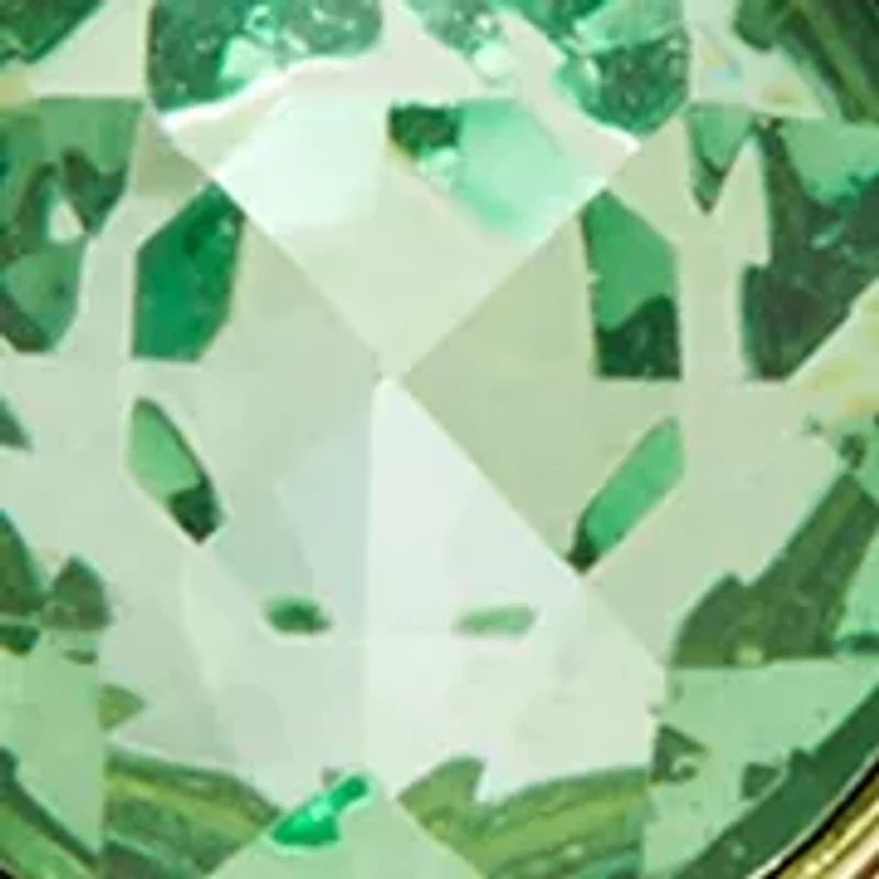 Bezel Stone Oval Drop Gold Tone Earrings