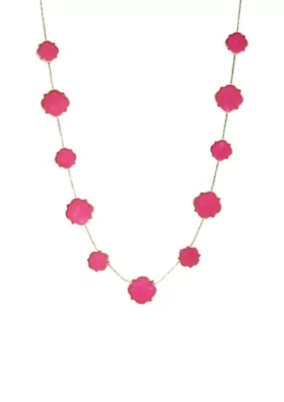 Gold Tone 16'' White Foil Collar Necklace