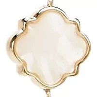 Gold Tone Quatrefoil Motif Long Necklace