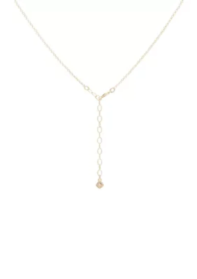 Gold Foil and Pearl Y Neck Necklace