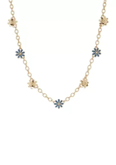 Blue Flower Collar Necklace