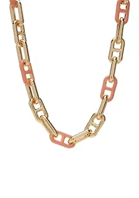 Gold Tone Enamel Link Collar Necklace