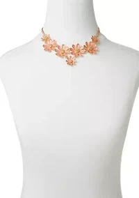 Coral Flower Frontal Gold Necklace
