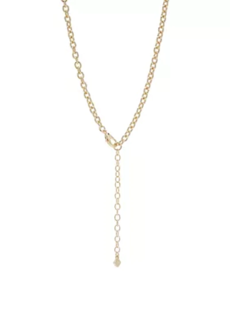 Gold Tone Puffed Heart Pendant Necklace