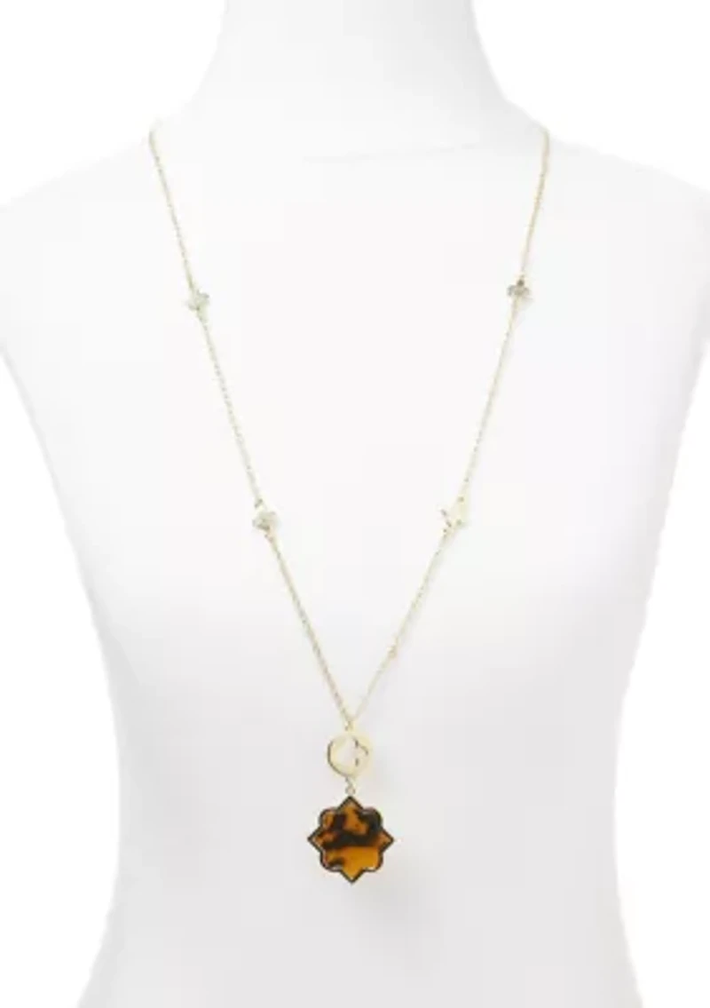 Gold Tone 36" Tortoise Necklace