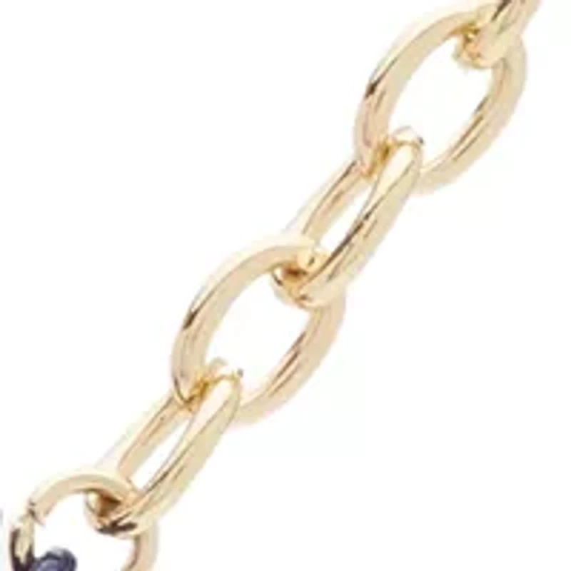 Gold Tone 16" Blue and Pearl Y Necklace
