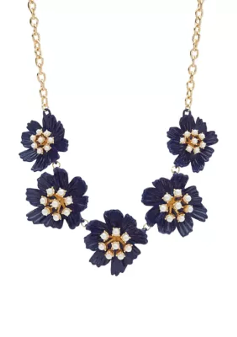Gold Tone Flower Collar Necklace