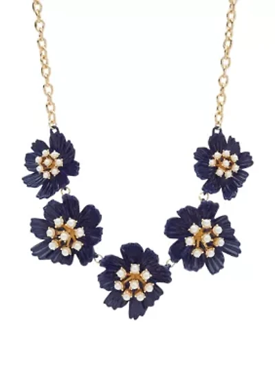 Gold Tone Flower Collar Necklace
