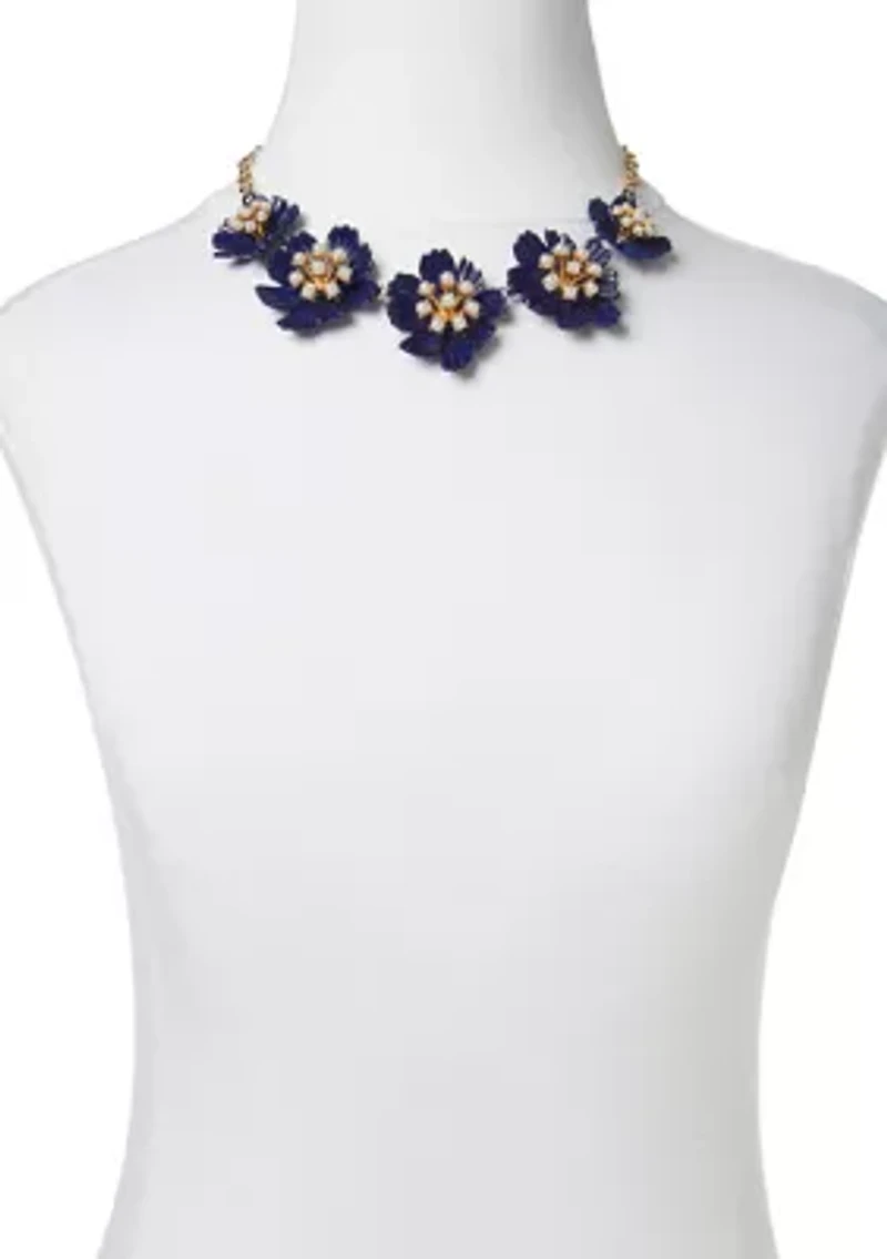 Gold Tone Flower Collar Necklace