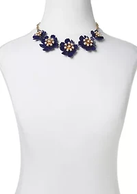 Gold Tone Flower Collar Necklace