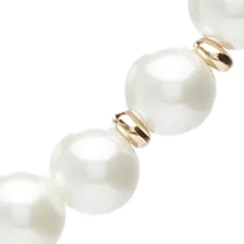 Gold Tone 16" Pearl Multirow Chain Necklace