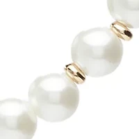 Gold Tone 16" Pearl Multirow Chain Necklace