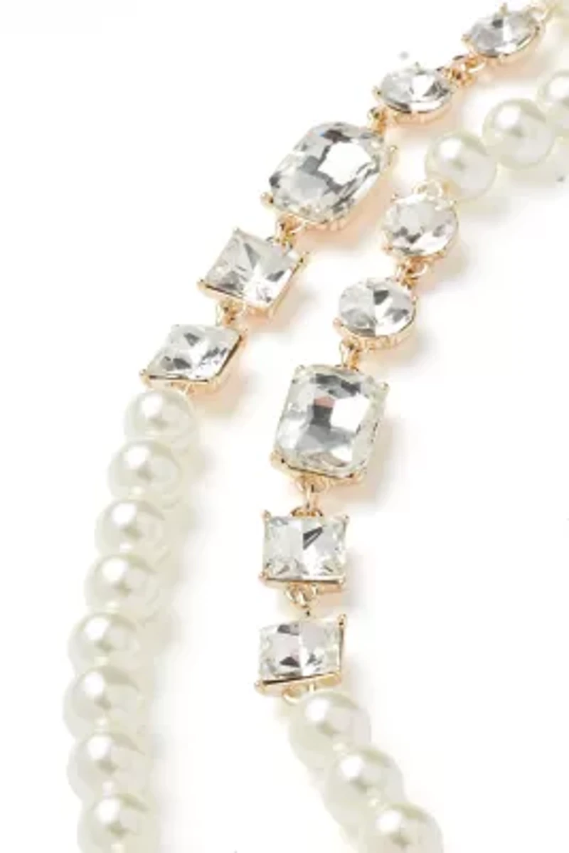 Gold Tone Pearl Strand Necklace