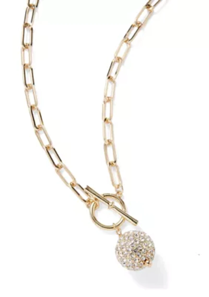 Gold Tone Fireball Toggle Necklace