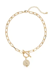 Gold Tone Fireball Toggle Necklace