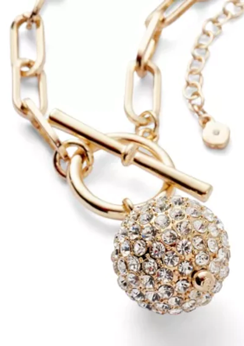 Gold Tone Fireball Toggle Necklace