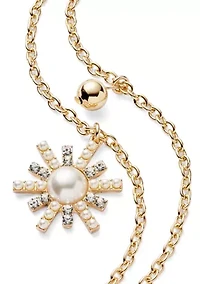 Gold Tone Starburst 2 Row Pendant Necklace