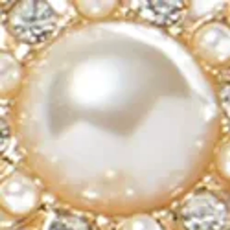 Gold Tone Starburst Pearl Collar Necklace