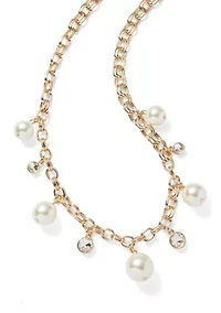 Gold Tone  Pearl Shaky Collar Necklace