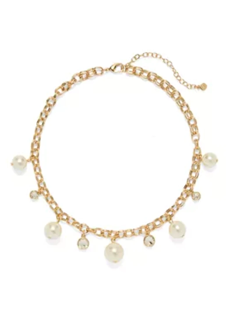 Gold Tone  Pearl Shaky Collar Necklace