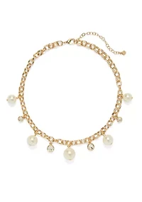 Gold Tone  Pearl Shaky Collar Necklace
