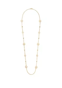 Gold Tone Starburst Long Strand Necklace
