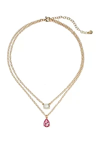 Gold Tone Mix Stone Multi Row Necklace