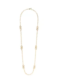 Gold Tone Crystal Link Strand Necklace