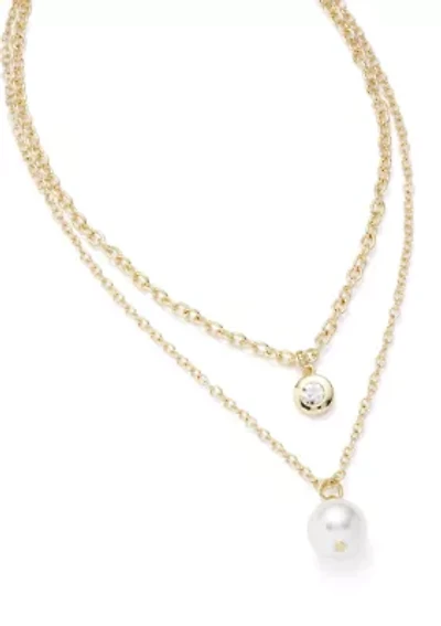 Gold Tone Pearl Multi Row Necklace