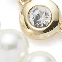 Gold Tone Pearl Collar Multirow Necklace