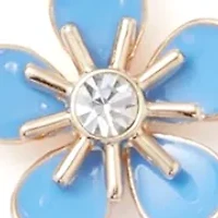 Gold Tone Blue Flower Multi Row Necklace