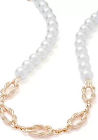 Gold Tone Pearl Twist Collar Necklace