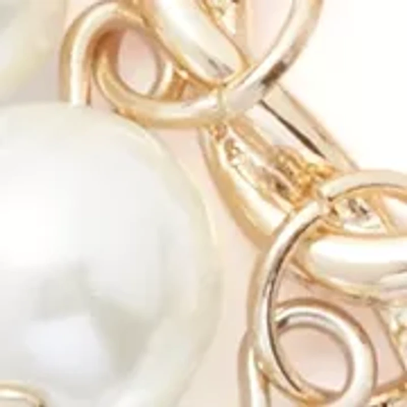 Gold Tone Pearl Shaky Pearl Frontal Necklace